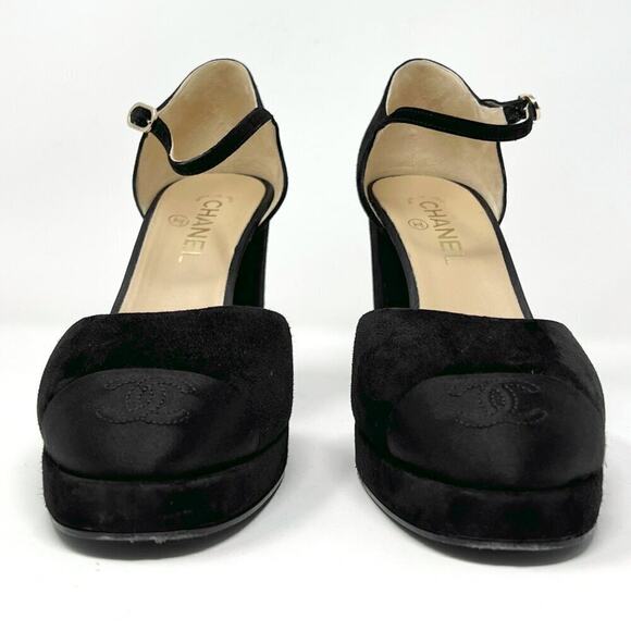 Chanel Suede Cap Toe Mary Jane Pumps in Black – Size 41 - Picture 4 of 11